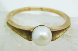 Vintage 10K Yellow Gold Pearl Solitaire Ring 2.6g