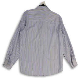 Mens White Blue Striped Long Sleeve Collared Dress Shirt Size 15.5 32/33 alternative image