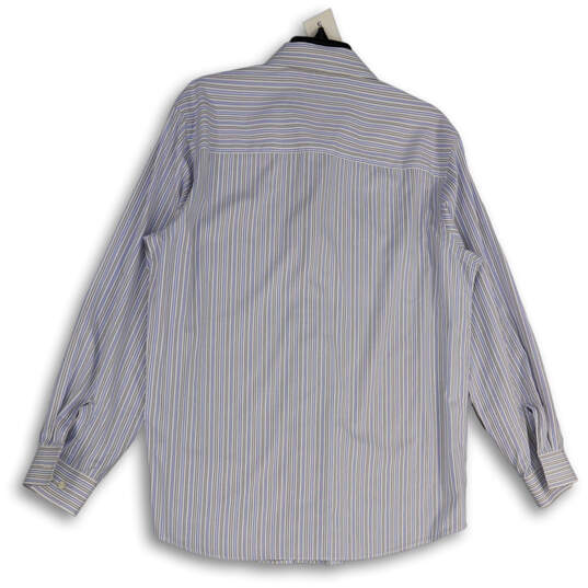 Mens White Blue Striped Long Sleeve Collared Dress Shirt Size 15.5 32/33 image number 2