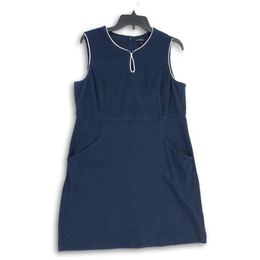 Lands' End Womens Navy Blue Sleeveless Keyhole Neck A-Line Dress Size 16P image number 1