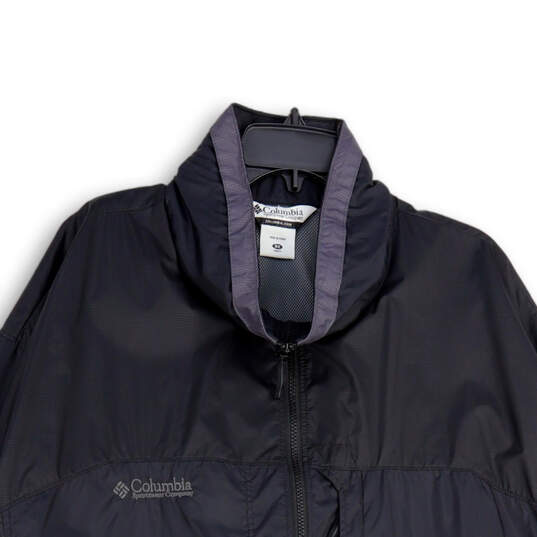 Mens Black Long Sleeve Mock Neck Pockets Full-Zip Windbreaker Jacket Sz 3X image number 3