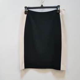 Womens Black Ivory Flat Front Side Zip Straight & Pencil Skirt Size 6