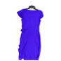 Womens Purple Flutter Sleeve Side Ruched Ruffle V-Neck Wrap Dress Size 8 image number 2