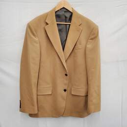 Oscar De La Renta MN's Wool Rayon & Cashmere Blend Tan Blazer Size 44 Long