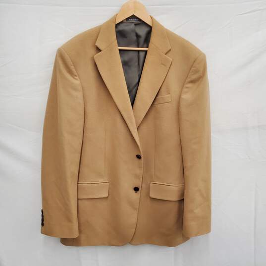 Oscar De La Renta MN's Wool Rayon & Cashmere Blend Tan Blazer Size 44 Long image number 1