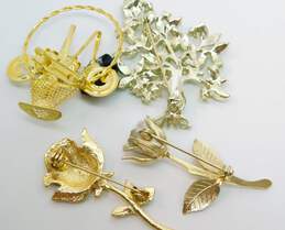 Gold Tone Faux Gemstone Tree & Flowers Brooch Lot alternative image