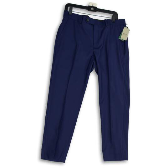 NWT Alfani Mens Blue Flat Front Straight Leg Dress Pants Size 34/30 image number 1