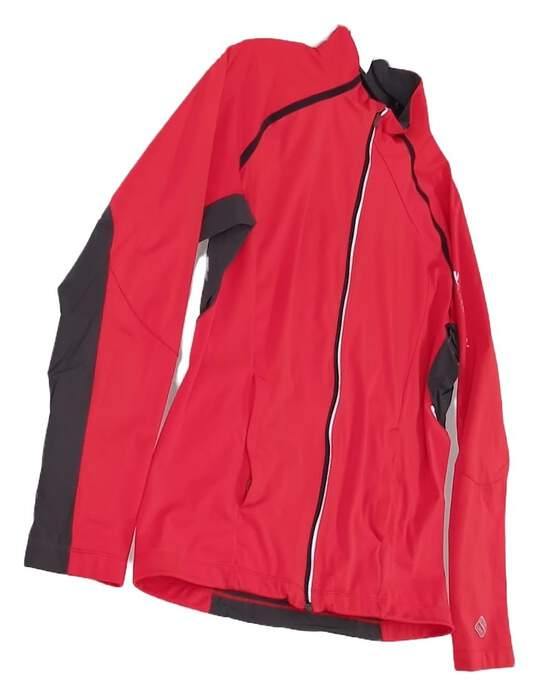 Womens Red Clima Wind Long Sleeve Full Zip Athletic Jacket Size Large image number 3