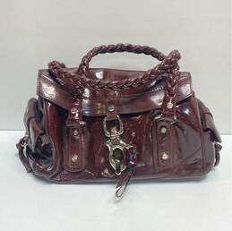 Francesco Biasia Brown Patent Leather Satchel Bag