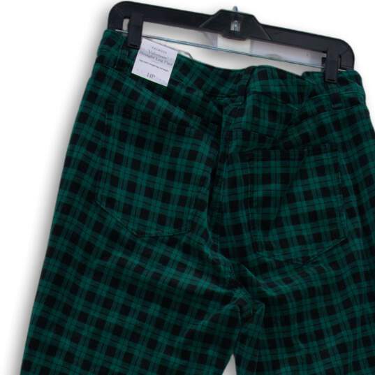 NWT Talbots Womens Green Velveteen Plaid High Waist Straight Leg Ankle Pants 14P image number 4