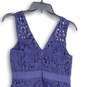 Womens Blue Lace Sleeveless V-Neck Back Zip Short A-Line Dress Size 4P image number 4