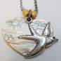 Brighton Silver Tone Wooden Bead Bird Floats In Front Of Heart Pendant 21inch Necklace 16.9g image number 3