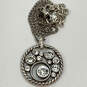 Designer Brighton Silver-Tone Crystal Cut Stone Round Halo Pendant Necklace image number 3