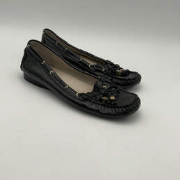 Womens Black Leather Moc Toe Tasseled Slip-On Moccasins Flats Size 9 alternative image