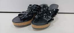 Donald Pliner  Women's Black Patent Leather Wedge Sandals Size 8M