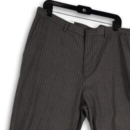 NWT Mens Gray Striped Flat Front Slash Pockets Dress Pants Size 38/32