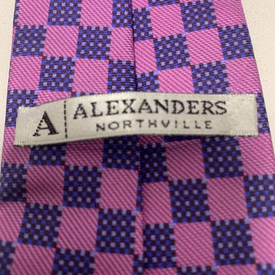 Men's Silk Checkered Tie (L) 58.25 (W) 3.25 image number 2