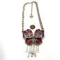 Designer Betsey Johnson Gold-Tone Pink Glitter Butterfly Pendant Necklace image number 1