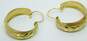 Elegant 14k Yellow Gold Brushed & Wheat Etched Hoop Earrings 3.6g image number 4