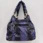 Charming Charlie Purple And Black Faux Snakeskin With Striped Lining Handbag image number 2