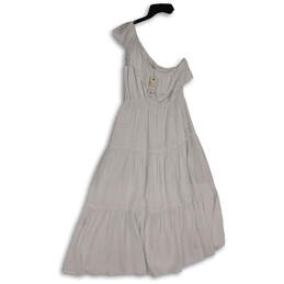NWT Womens White One Shoulder Tiered Midi Fit and Flare Dress Size Small