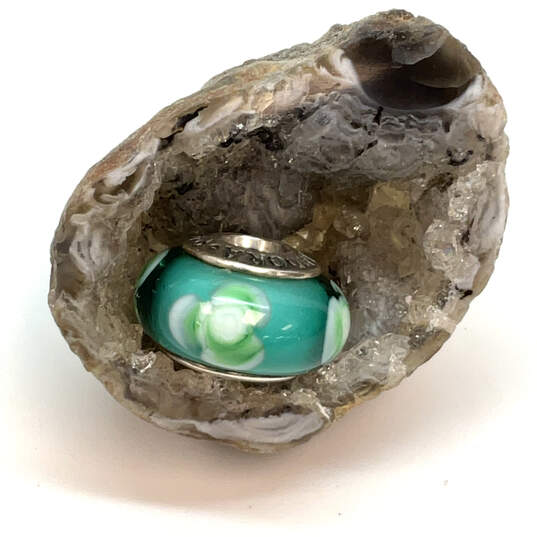 Designer Pandora 925 ALE Sterling Silver Green Murano Glass Beaded Charm image number 3