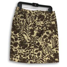 Jones Wear Womens Brown Beige Floral Back Zip Straight & Pencil Skirt Size 12P alternative image