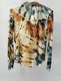 Womens Beige Multicolor Tie-Dye Collared Blouse Top Size Large T-0528893-D image number 3