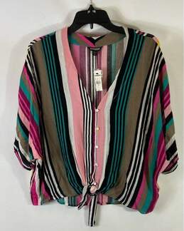 Express Multicolor Striped Loose Fit Button Up - Size Medium