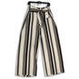NWT Womens Black White Striped Tie Waist Wide Leg Paperbag Pants Size 10 image number 1