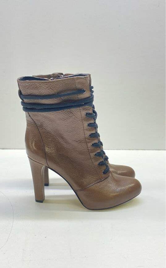 INC Lace Up Leather Heel Boots Brown 8 image number 2