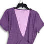 Womens Purple Geometric Short Sleeve Surplice Neck Wrap Dress Size XL image number 3