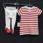 NWT Baby Girl Pink White Striped Sweater Dress With Matching Tights Size 3-6 M image number 2