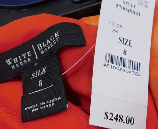 Women's White House Black Market Orange Tie Dye Dress Size 8 image number 3