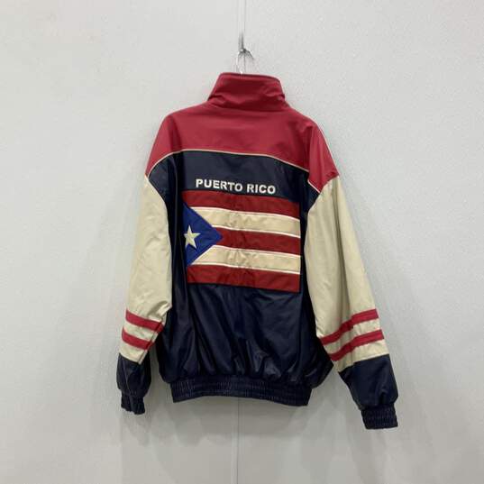 NWT Mens Multicolor Puerto Rico Long Sleeve Full-Zip Varsity Jacket Sz XXL image number 2