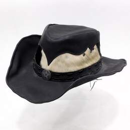 Vintage Bullhide Comancha Leather & Black White Calf Hair Western Cowboy Hat alternative image