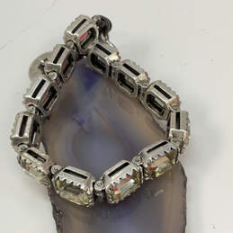 Designer Fossil Silver-Tone Clear Crystal Cut Stone Chain Bracelet