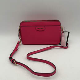 NWT Womens Pink Gold Inner Pockets Adjustable Chain Strap Zip Crossbody Bag