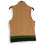 Womens Tan Knitted Mock Neck Sleeveless Full-Zip Vest Size S/P image number 2