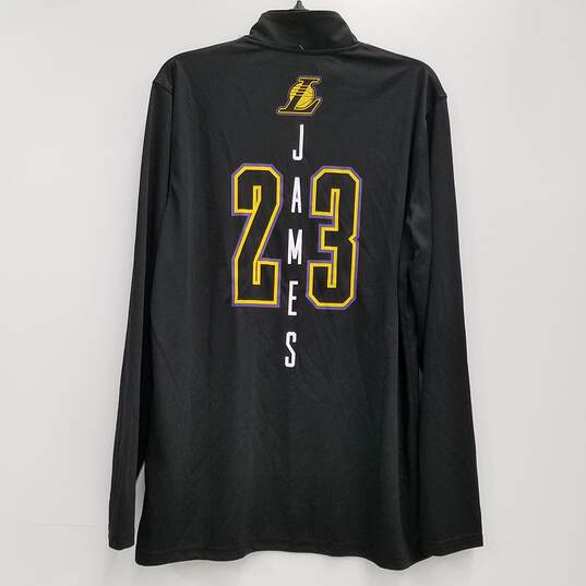 NBA L.A. Lakers Lebron James Zip-Up Black Sweater Sz. L (NWT) image number 2