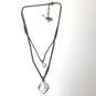 Designer Fossil Silver-Tone Double Strand Chain Hammered Pendant Necklace image number 2