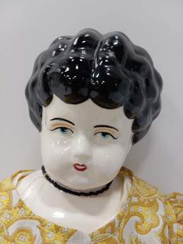 Vintage German Black Haired Blue Eyed Porcelain Head Shoulder -Cloth Doll alternative image