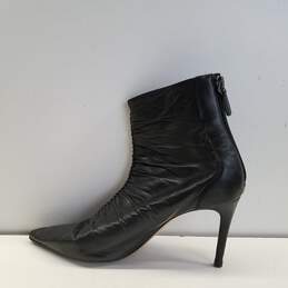 Alexandre Birman Black Leather Pleated Back Zip Ankle Heel Boots Shoes Size 37.5 B alternative image