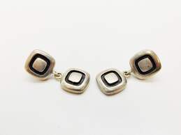 Zina 925 Modernist Overlay Squares Linked Drop Post Earrings