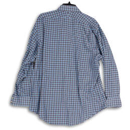 Mens Blue Plaid Cotton Collared Long Sleeve Button Up Shirt Size 17-33 alternative image