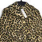 NWT Womens Black Beige Animal Print Cowlneck Poncho Sweater Size O/S image number 3