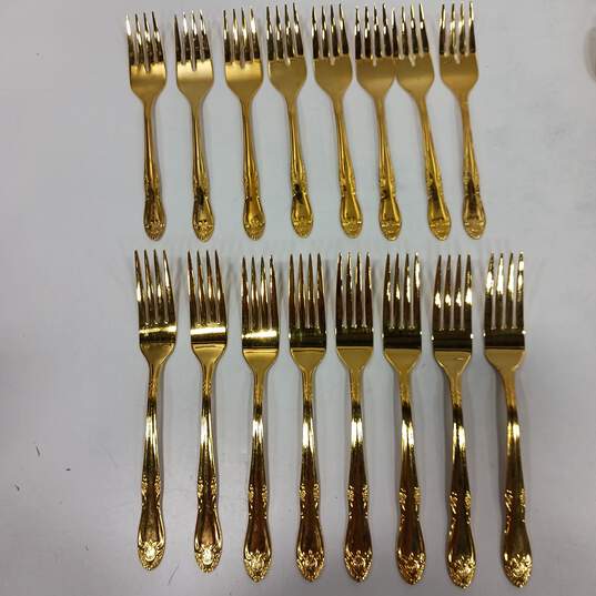 Lifetime Cutlery 50 Pc 23K Gold Electroplated Flatware Set in Case image number 5