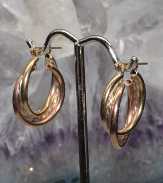 14K Yellow Gold Triple Hoop Earrings - 4.51g image number 4