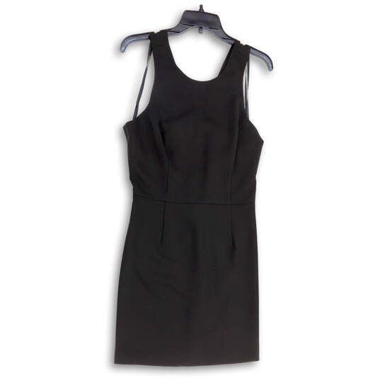 Womens Black Round Neck Pleated Back Zip Sleeveless Sheath Dress Size 8 image number 1