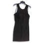 Womens Black Round Neck Pleated Back Zip Sleeveless Sheath Dress Size 8 image number 1